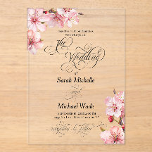 Invitación de boda de caligrafía acrílica de espin