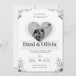 Invitación de boda de caligrafía clásica negra per