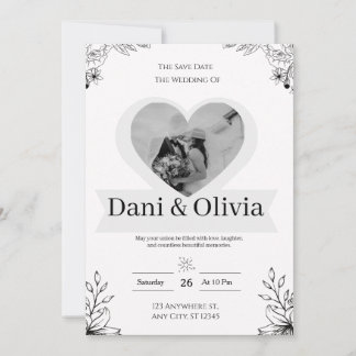 Invitación de boda de caligrafía clásica negra per