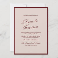 Invitación de boda de caligrafía de vino profundo 