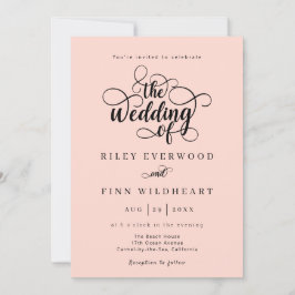 Invitación de boda de caligrafía elegante clásica