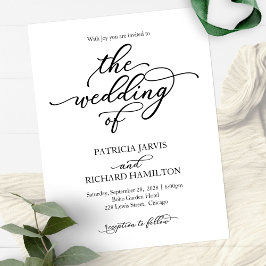 Invitación de boda de caligrafía elegante simple