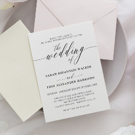 Invitación de boda de caligrafía en blanco y negro
