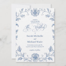 Invitación de boda de caligrafía francesa vintage 
