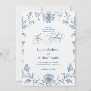Invitación de boda de caligrafía francesa vintage