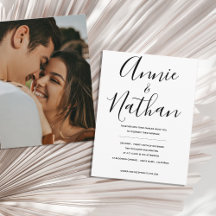 Invitación de boda de caligrafía minimalista en bl