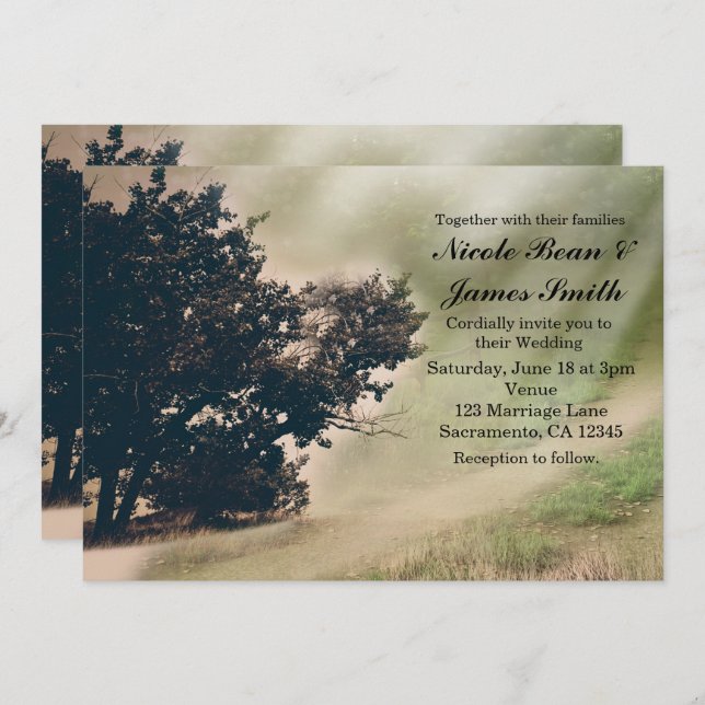 Invitación de Boda de Camino Campestre Rústico y Á (Anverso / Reverso)