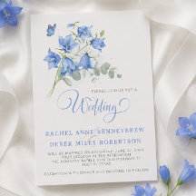 Invitación de boda de campanilla azul
