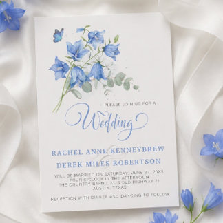 Invitación de boda de campanilla azul