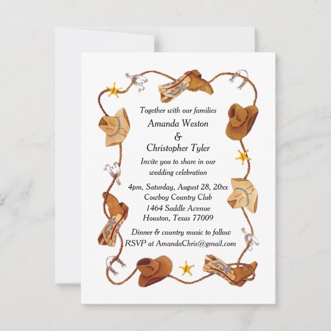 Invitación de boda de campo (Anverso)