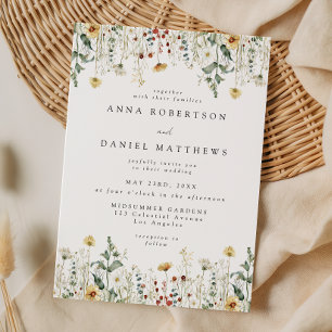 Invitación de boda de campo de flores silvestres d