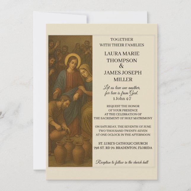 Invitación de Boda de Caná Biblia Boda (Anverso)