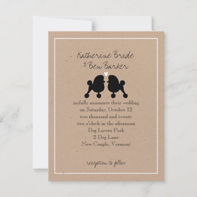 Invitación de Boda de Caniches de Juguete Elegante (Anverso)
