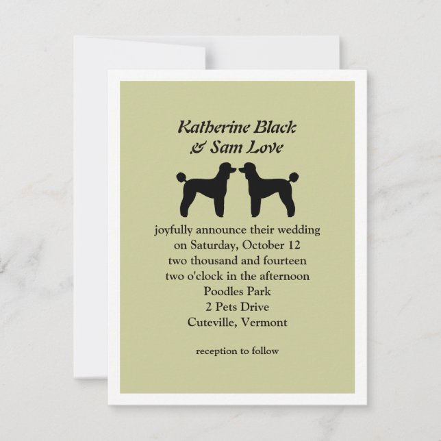 Invitación de Boda de Caniches Estándar (Anverso)