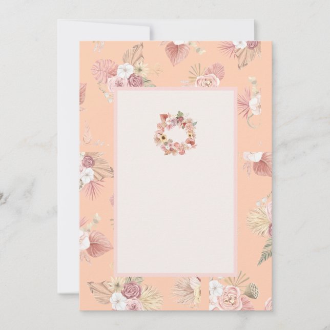 Invitación de boda de caramelo con corona floral b (Anverso)
