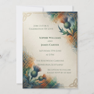 Invitación de boda de cardo azul verdoso temperame