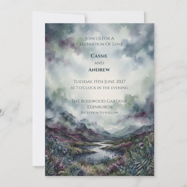 Invitación de boda de cardo celta (Anverso)