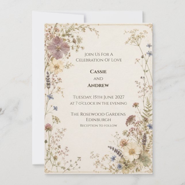 Invitación de boda de cardo celta (Anverso)