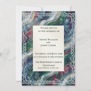 Invitación de boda de cardo celta de medianoche