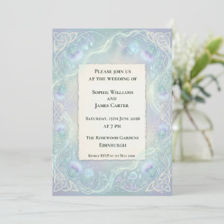 Invitación de boda de cardo celta etéreo
