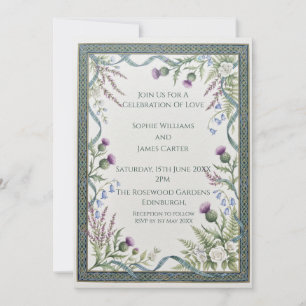 Invitación de boda de cardo celta verde
