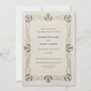 Invitación de boda de cardo celta vintage