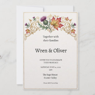 Invitación de boda de Cardo de Arce Canadiense Esc