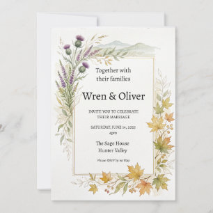 Invitación de boda de Cardo de Arce Canadiense Esc