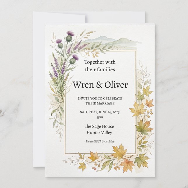 Invitación de boda de Cardo de Arce Canadiense Esc (Anverso)