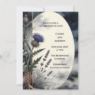 Invitación de boda de cardo de las Highlands a med