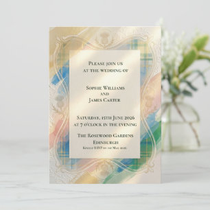 Invitación de boda de cardo de tartán escocés   Ag