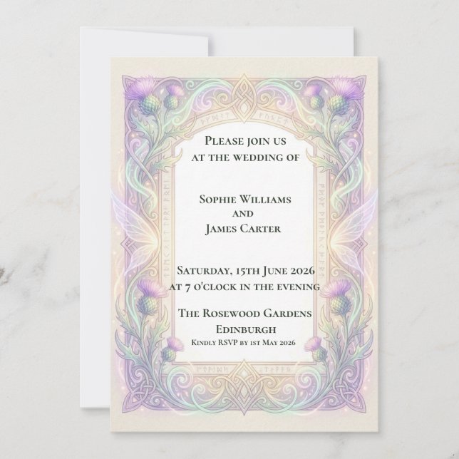 Invitación de boda de Cardo Irisado (Anverso)