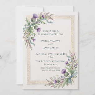 Invitación de boda de cardo lavanda