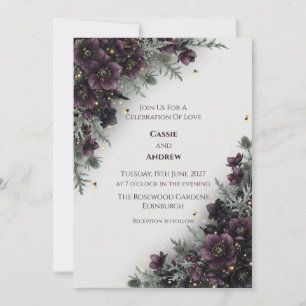 Invitación de boda de Cardo Morado Oscuro