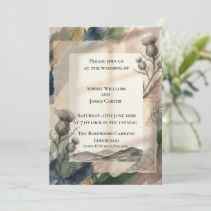 Invitación de boda de cardo y nudo celta a la acua
