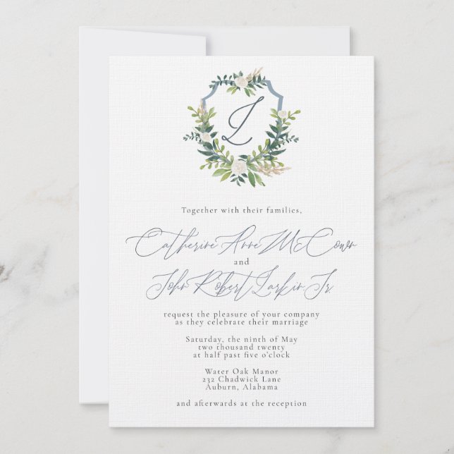 Invitación de boda de Catherine y Bo (Anverso)