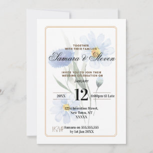 Invitación de boda de celebración de flores de col