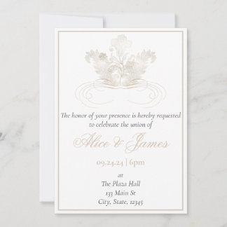 Invitación de boda de champán dorado elegante