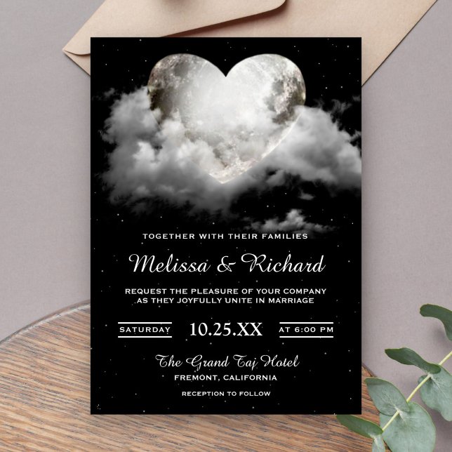 Invitación de boda de cielo nocturno romántico cor (Subido por el creador)