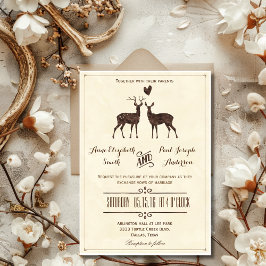 Invitación de boda de ciervos acuarela