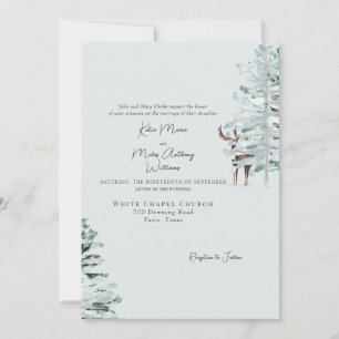 Invitación de boda de ciervos en bosque con acuare