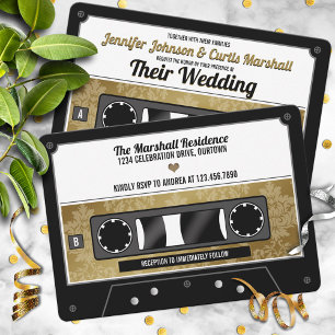 Invitación de boda de cinta de casete retro