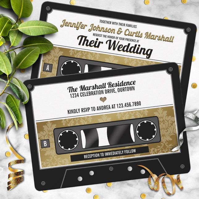 Invitación de boda de cinta de casete retro (Subido por el creador)