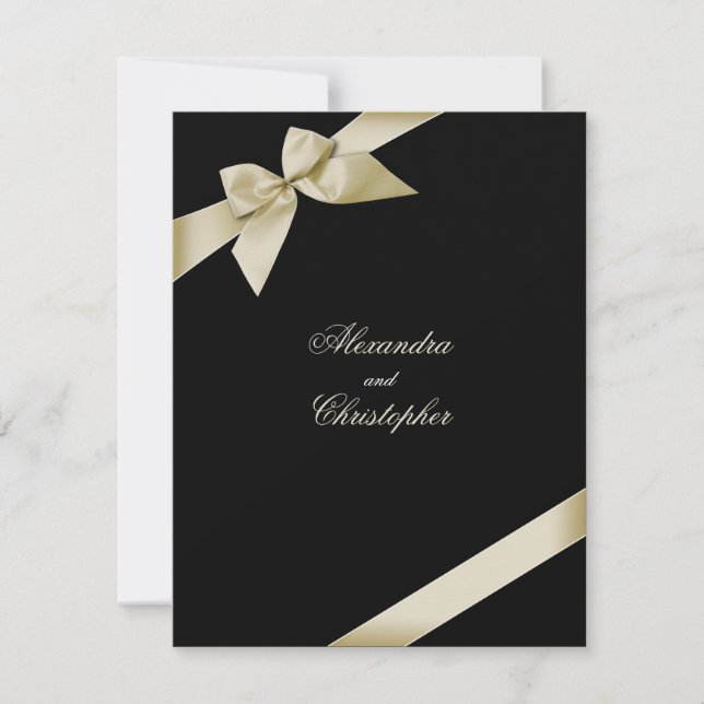 Invitación de Boda de cinta de crema (Anverso)