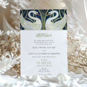 Invitación de boda de cisnes musulmanes Walter Cra