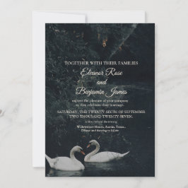 Invitación de boda de cisnes románticos temperamen