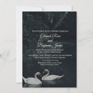 Invitación de boda de cisnes románticos temperamen