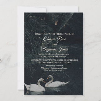 Invitación de boda de cisnes románticos temperamen