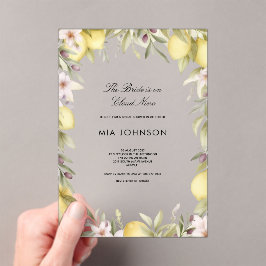 Invitación de boda de citricos de limón acrílico