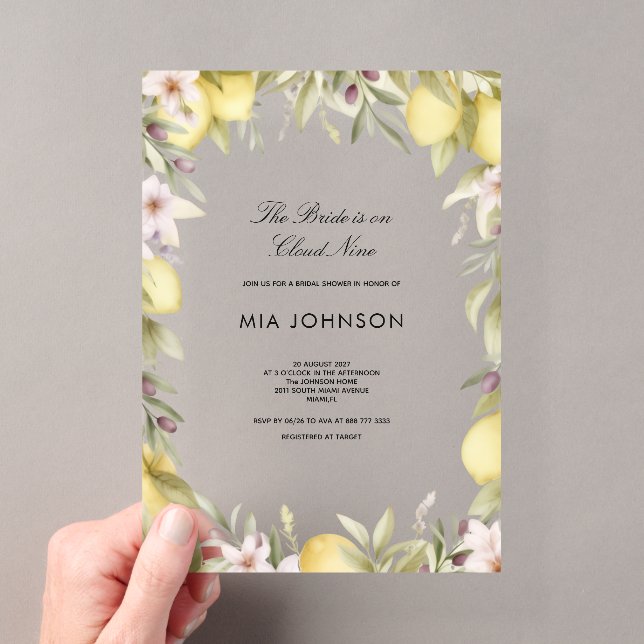 Invitación de boda de citricos de limón acrílico (Insitu (portátil))
